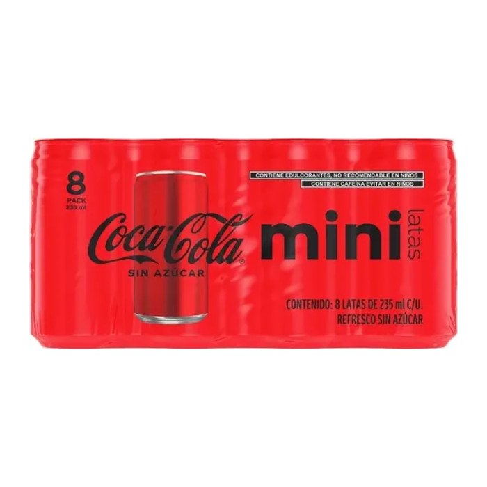 Coca Cola Sin Azucar 8 Latas 235ml
